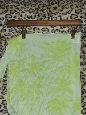 Light Green Palm-Print Wrap Skirt